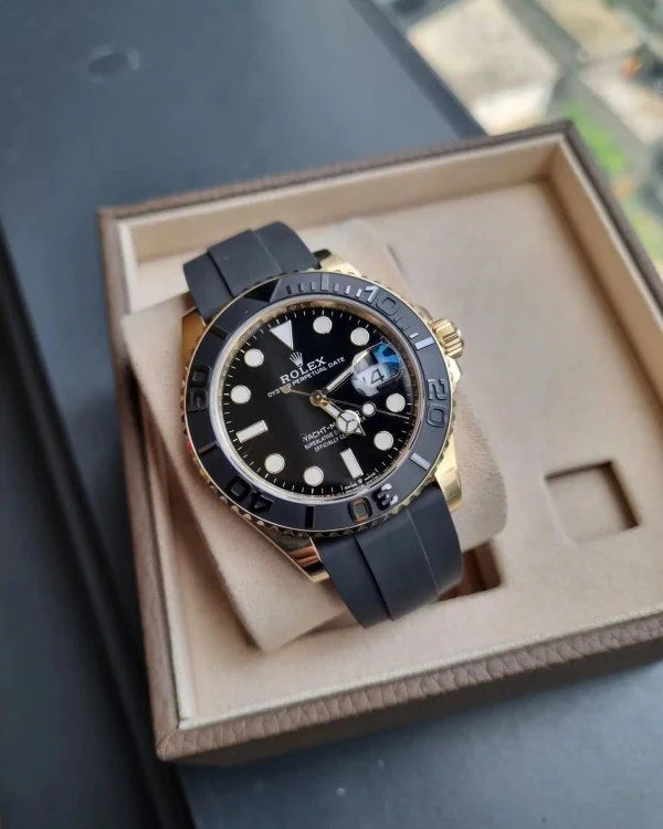 Rolex Yacht master Silicon band gold black Virat kholi watch