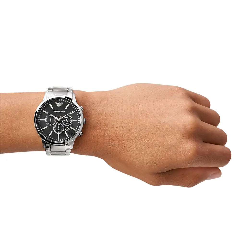 Armani Ar2453 Silver Black Dial Metal