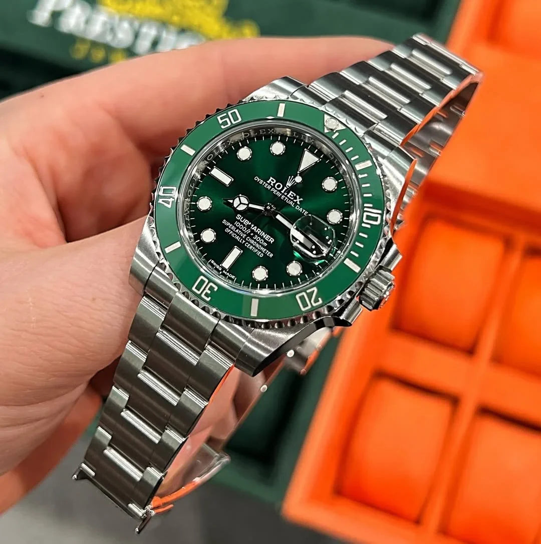 Rolex Submariner Silver Green Metal Watch VIRAT KOHLI