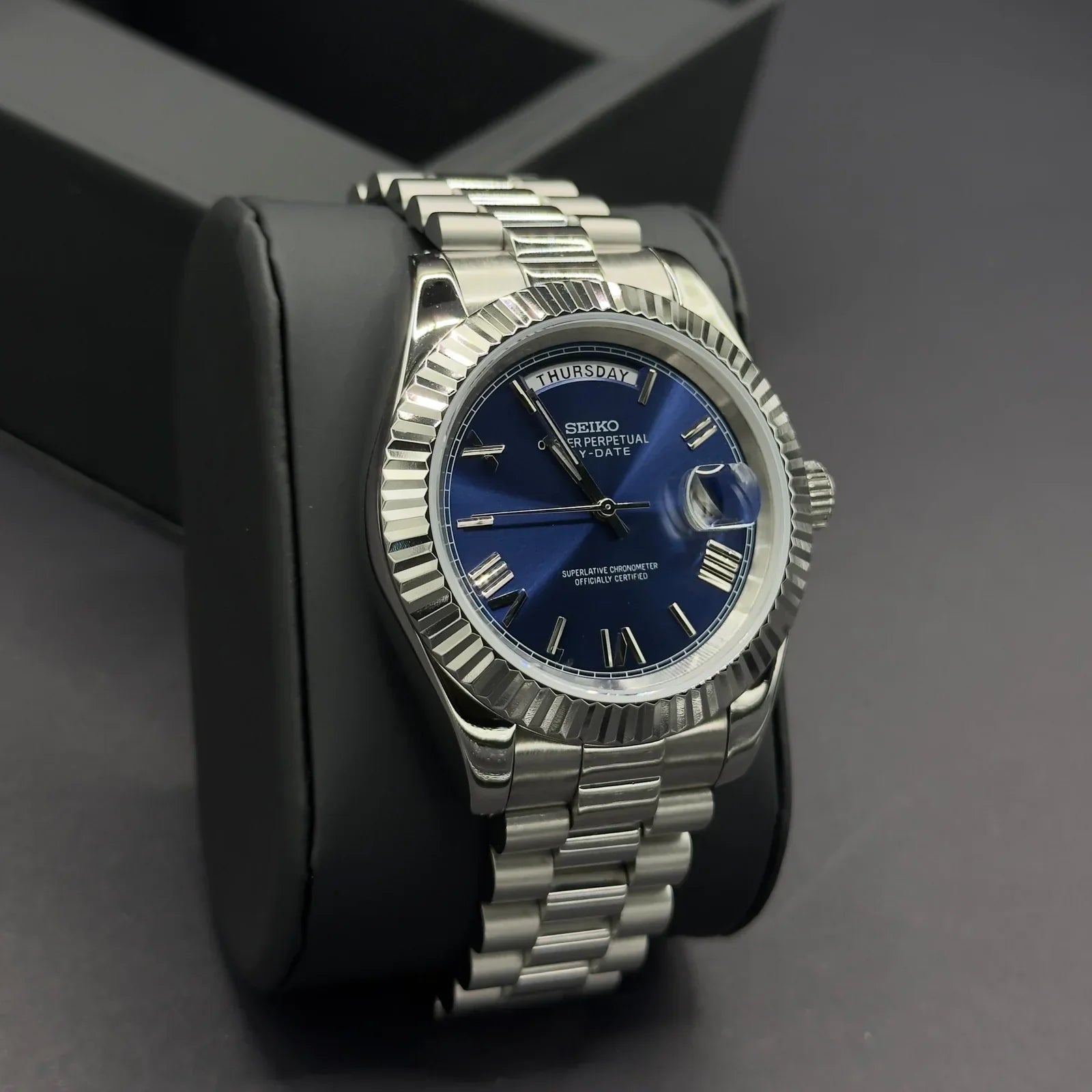 Seiko Oyster Perpetual Day Date Midnight Aura Roman Dial